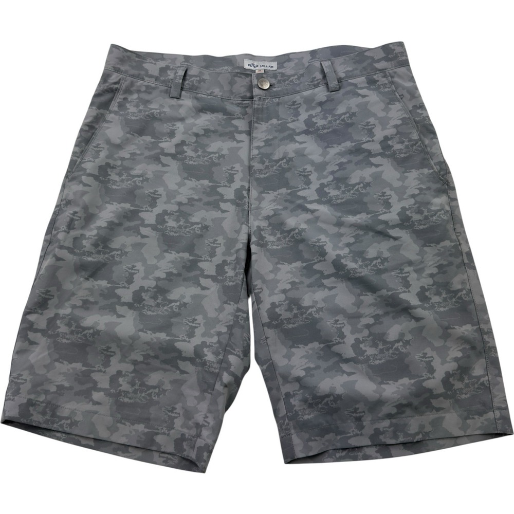 Peter Millar Gray Camouflage Crown Summer Comfort Lightweight Shorts Men's 33x10